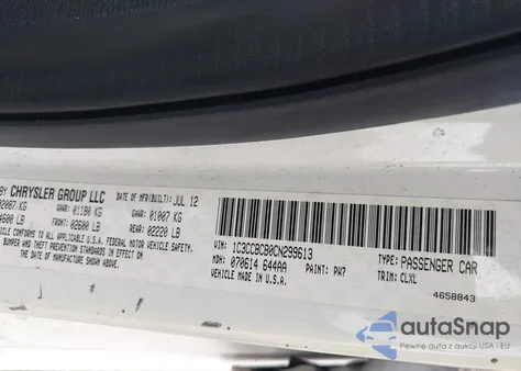 2012 Chrysler 200 Limited from USA, damaged, VIN 1C3CCBCB0CN299613